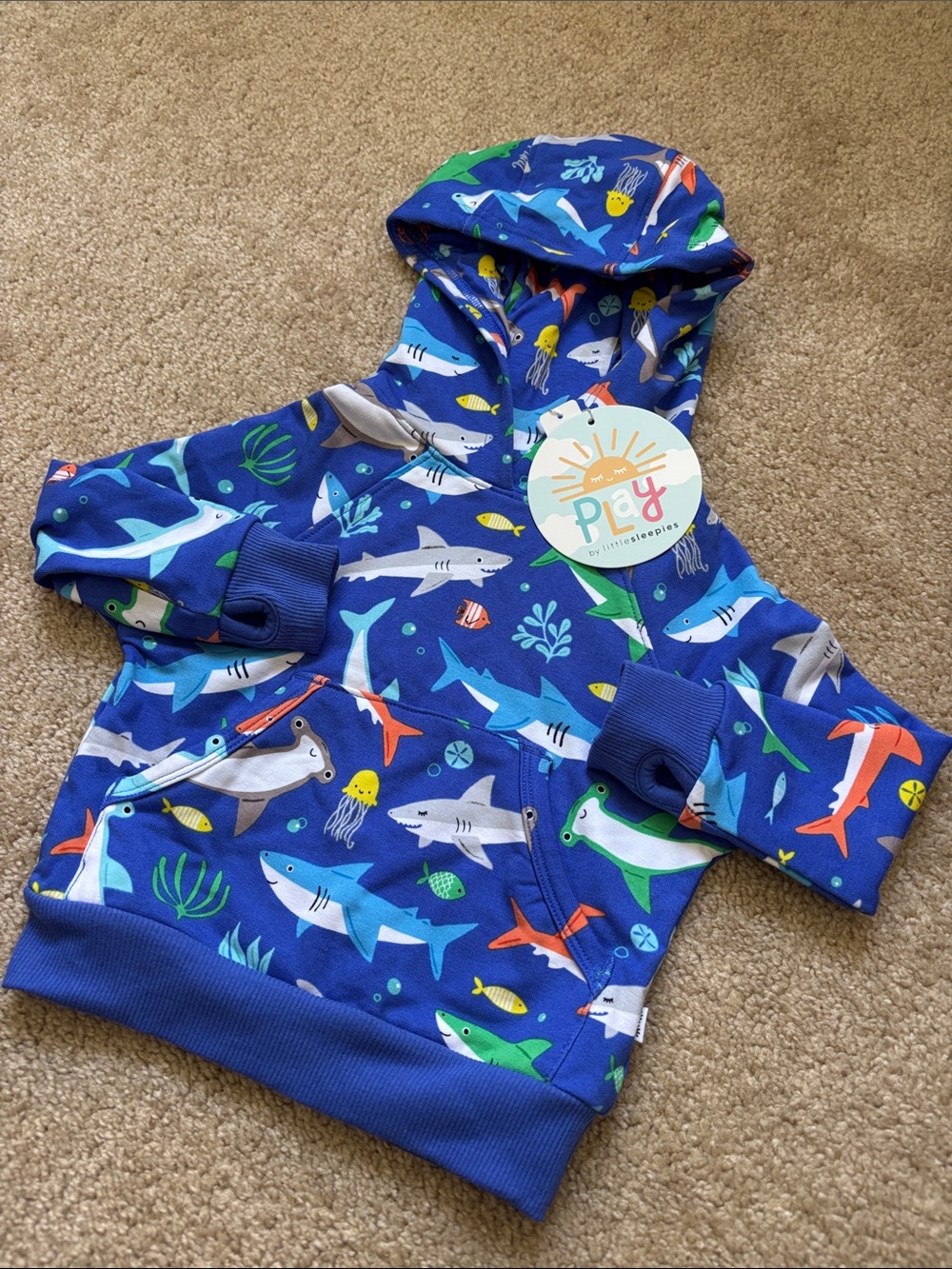 Little Sleepies Blue Shark & Ocean Creatures Swim Hoodie